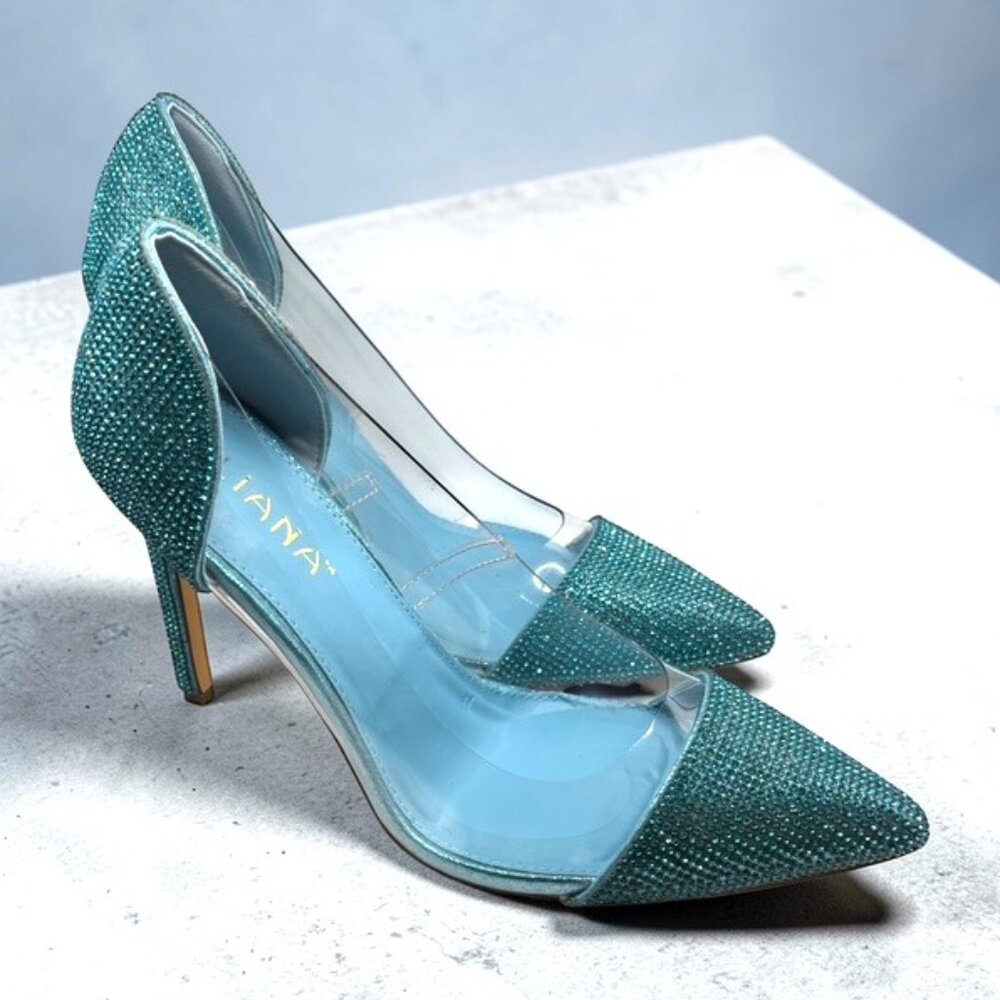 Liliana Size 9 Teal Rhinestone Heels